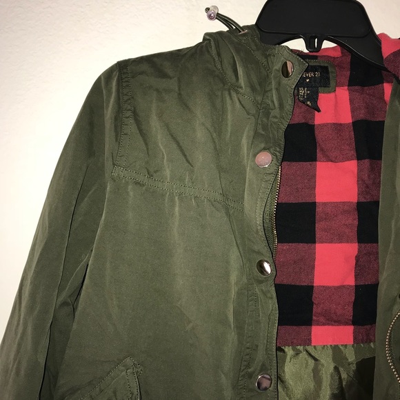 Small Olive Drawstring Utility Jacket - Picture 3 of 5